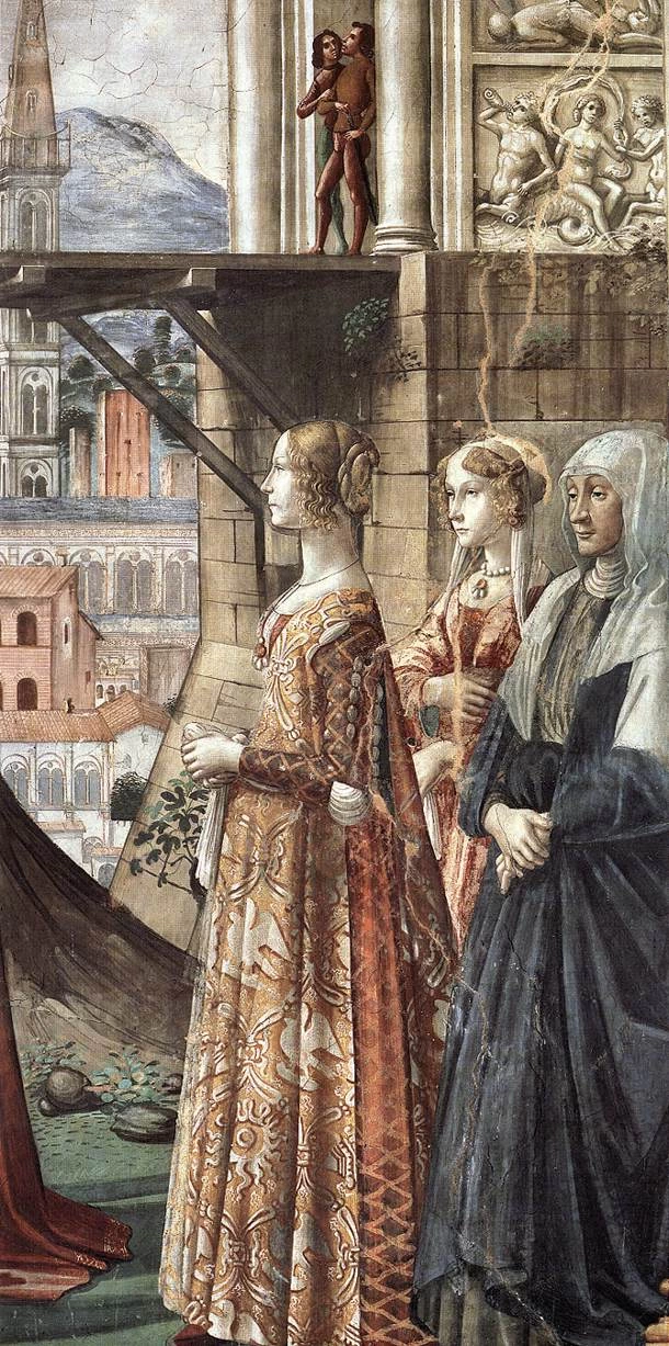 Visitazione - Cappella Tornabuoni, Santa Maria Novella, Firenze, dettaglio
